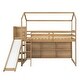 preview thumbnail 5 of 16, Wood House Loft Bed with Slide,Storage Shelves,Climbing Ramp and Light
