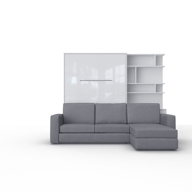 INVENTO Vertical Wall Bed with mattress 55.1" x 78.7" and Sectional
