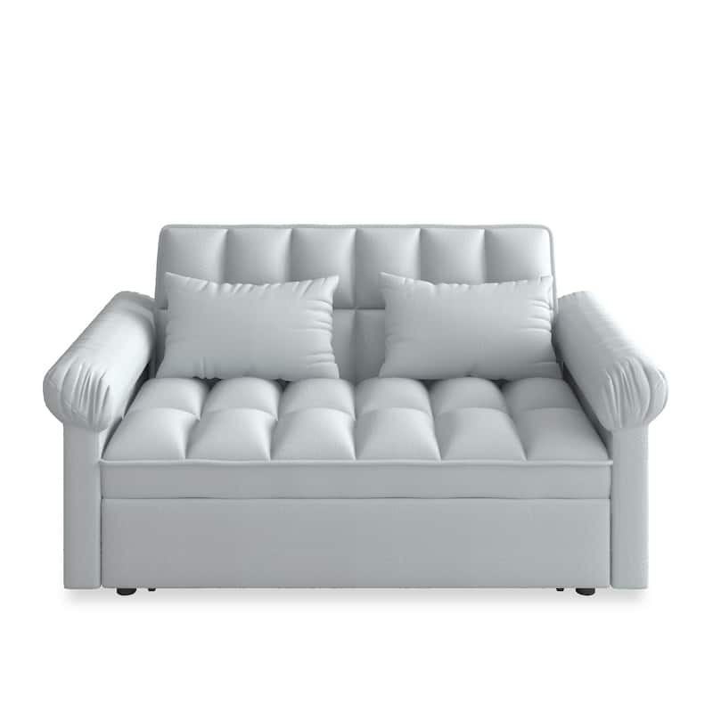 3 in 1 Convertible Sleeper Sofa Bed, Futon Couches with Pillows and Side Pocket, Small Loveseat with Adjustable Backrest