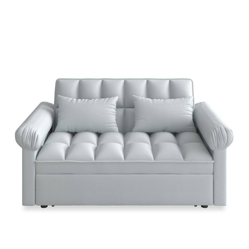56" Foam 2-Seater Sofa Bed with Pull-Out Sleeper and Adjustable Backrest