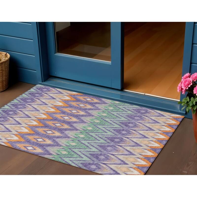 HomeRoots Southwestern Transitional Rectangle Outdoor Rug - 3' x 5'