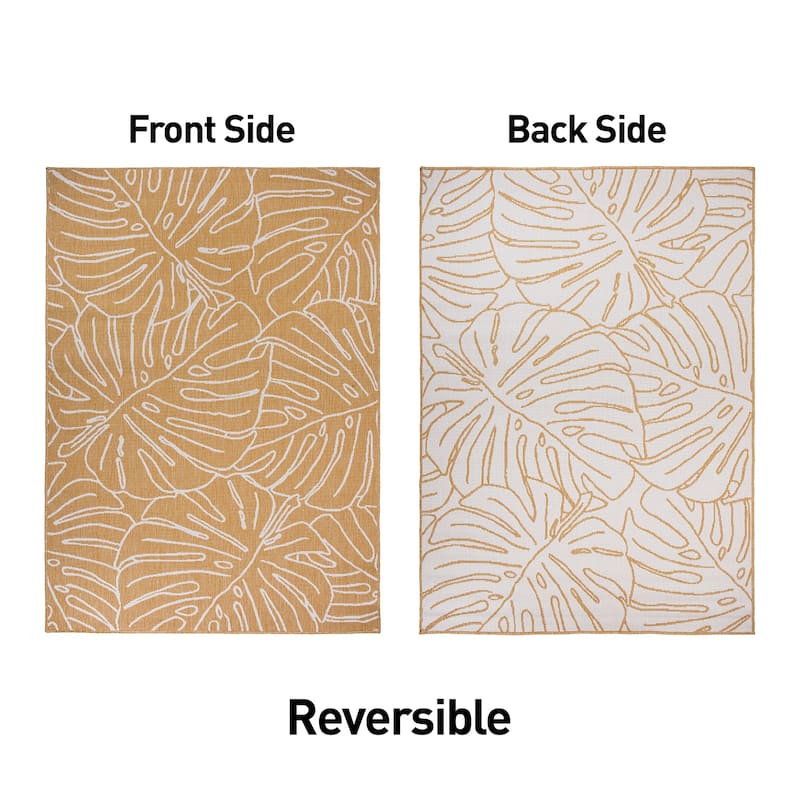 World Rug Gallery Contemporary Tropical Leaves Indoor/Outdoor Area Rug