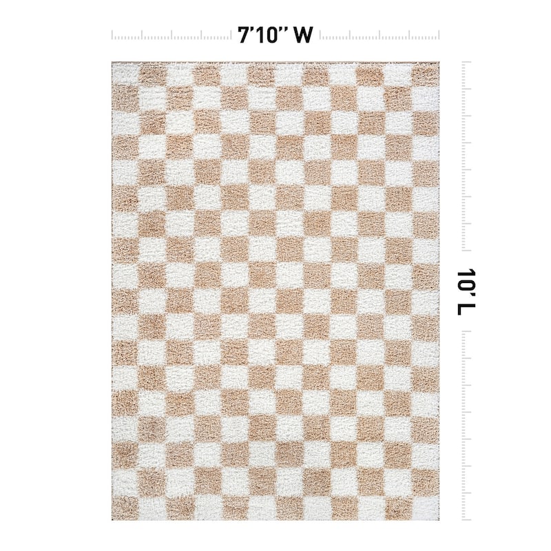Block Shag Rug - Great for Living Room, Bedroom, or Entryway - Medium Pile, Easy to Clean - Anthracite Dark Gray