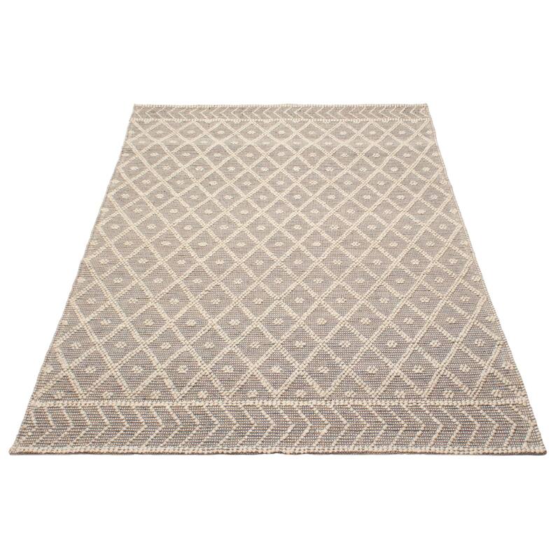 ECARPETGALLERY Braid weave Sienna Grey Wool Rug - 6'1 x 8'11