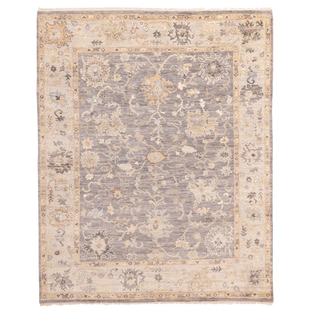 ECARPETGALLERY Hand-knotted Modern Oushak Grey Wool Rug - 8'2 x 9'11