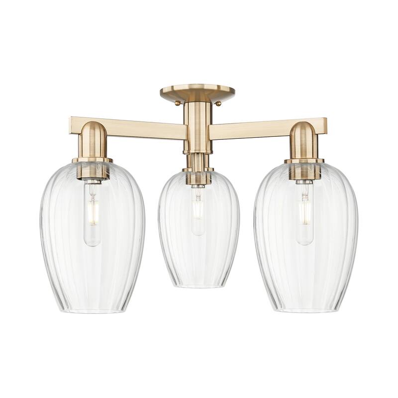 Innovations Lighting 716-3F-14-24 Preston Semi-Flush Preston 3 Light - Champagne Bronze / Clear