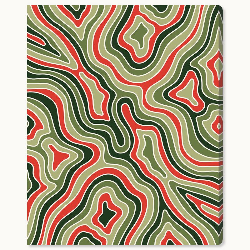 Wynwood Studio Canvas Abstract Colors of Holidays Retro Red Modern & Contemporary Wall Art Canvas Print