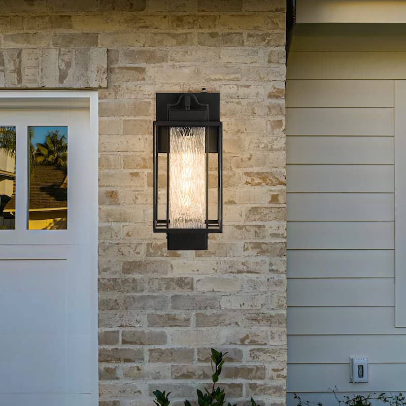2 Pack Matte Black 1-Light Outdoor Wall Sconce Light Dusk to Dawn