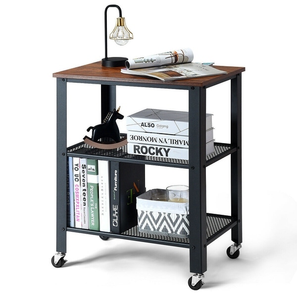 Gymax Industrial Serving Cart 3-Tier Kitchen Utility Cart on Wheels