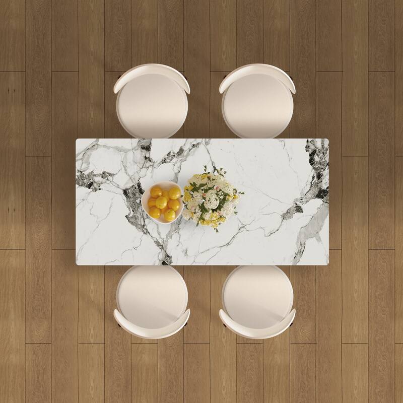 5-Piece Dining Table Set with Storage Cabinets, Kitchen Table Set with 4 Velvet Chairs for Dining Room