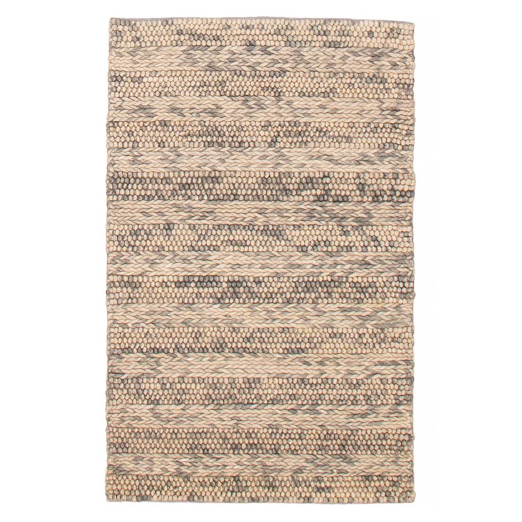 ECARPETGALLERY Braid weave Sienna Grey Wool Rug - 3'3 x 5'1
