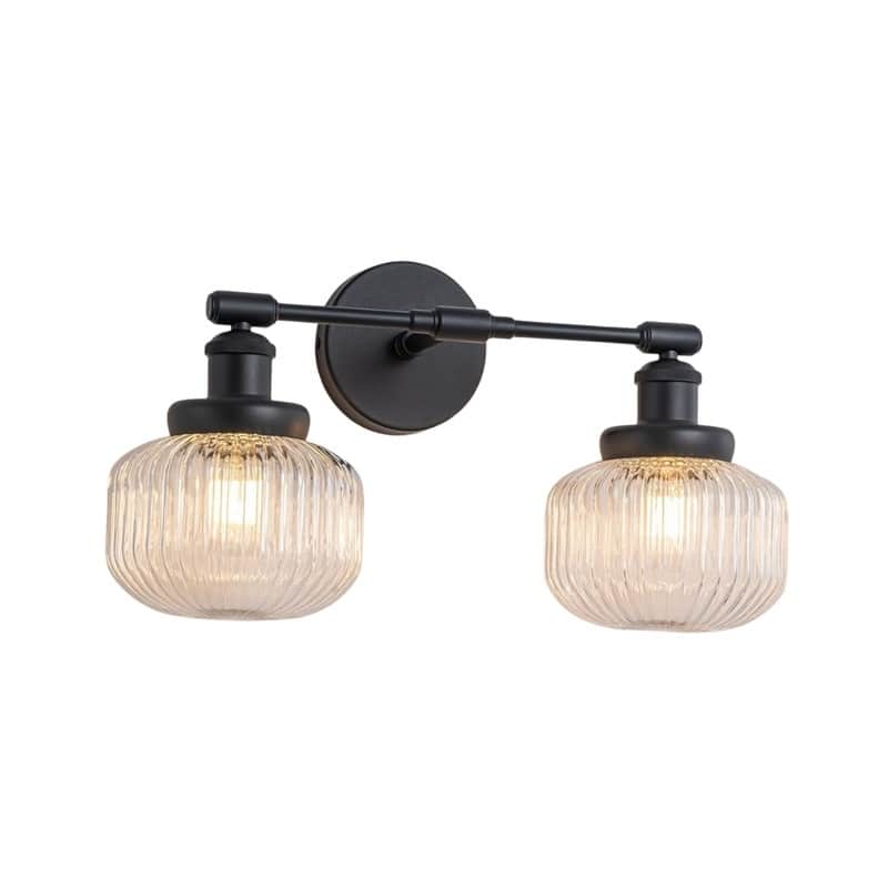 2 Light bulb lights black wall sconce glass, metal wall lights
