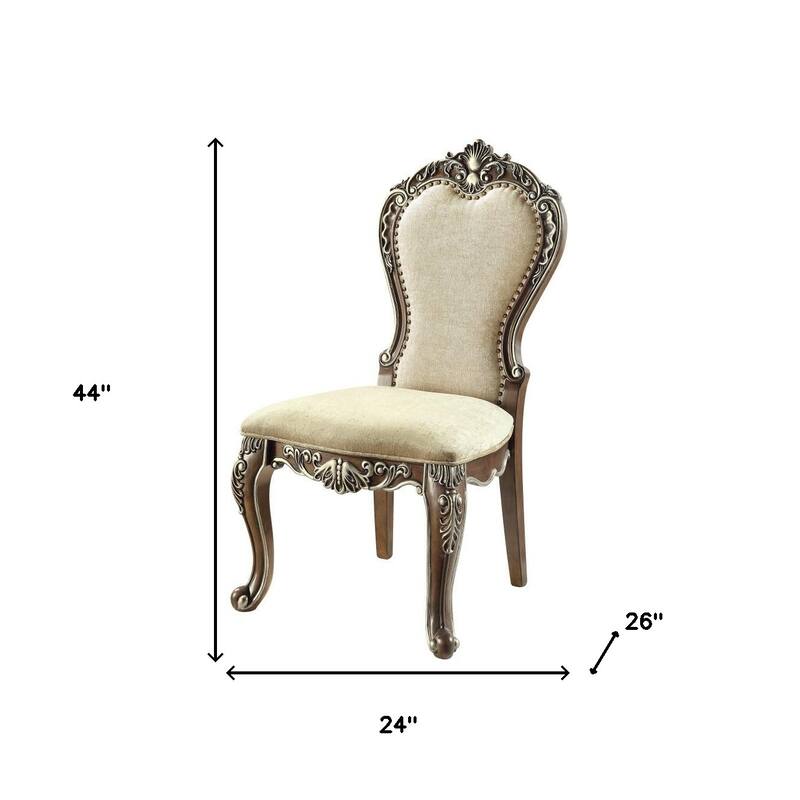 HomeRoots Set of Two Gray and Oak Upholstered Chenille And Solid Wood Dining Side Chairs - 24.00 in. x 44.00 in. x 26.00 in.