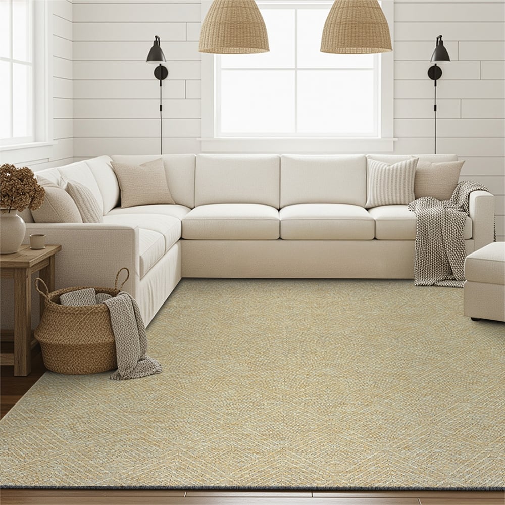 Alameda Solid Color Chevron Machine Washable Indoor Area Rug