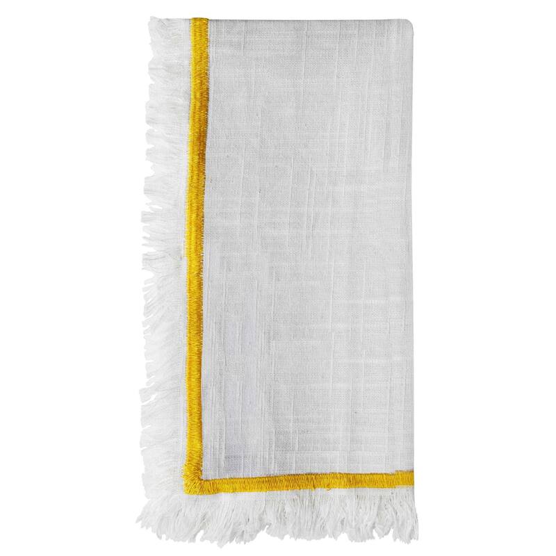 Vibhsa Cotton Napkins set of 4 for Dining Table Yellow Embroidered 20"x20"