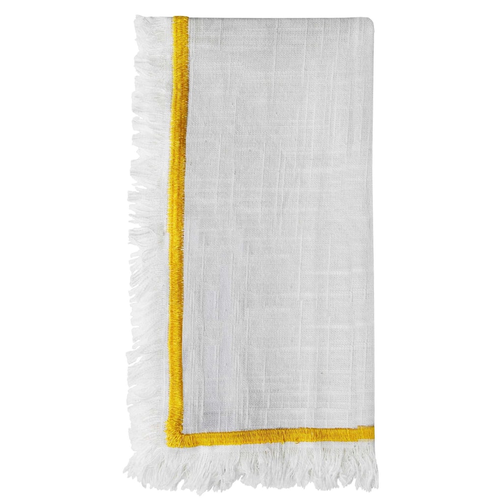 Vibhsa Cotton Napkins set of 4 for Dining Table Yellow Embroidered 20"x20"