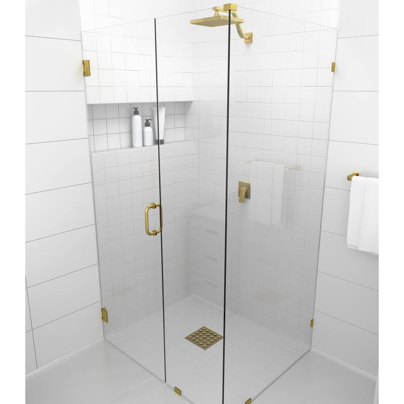 Glass Warehouse 78" x 40" x 39.5" Frameless 90 Degree Shower Enclosure - Wall Hinge