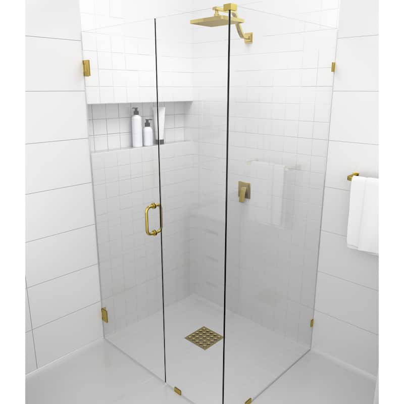 Glass Warehouse 78" x 47" x 32" Frameless 90 Degree Shower Enclosure - Wall Hinge