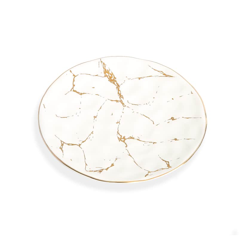 Set of 4 Marbleized Porcelain Salad Plates, 8"D