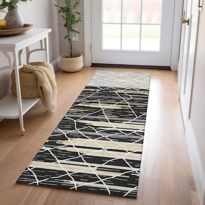 Machine Washable Indoor/ Outdoor Modern Global Chantille Rug