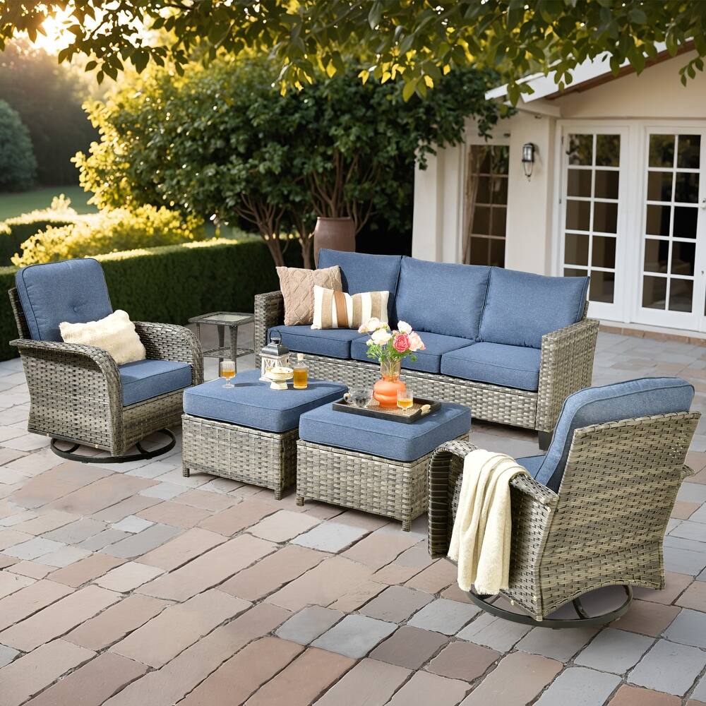 OVIOS 6-Piece Outdoor Wicker Lounge Set