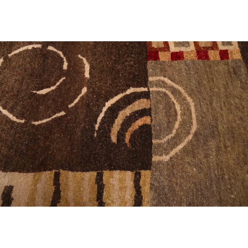 ECARPETGALLERY Hand-knotted Opulence Dark Brown Wool Rug - 2'7 x 9'11