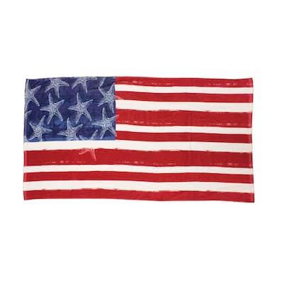 29.5" x 59" Patriotic Red White & Blue American Flag Starfish Stars & Stripes Decorative Beach Towel