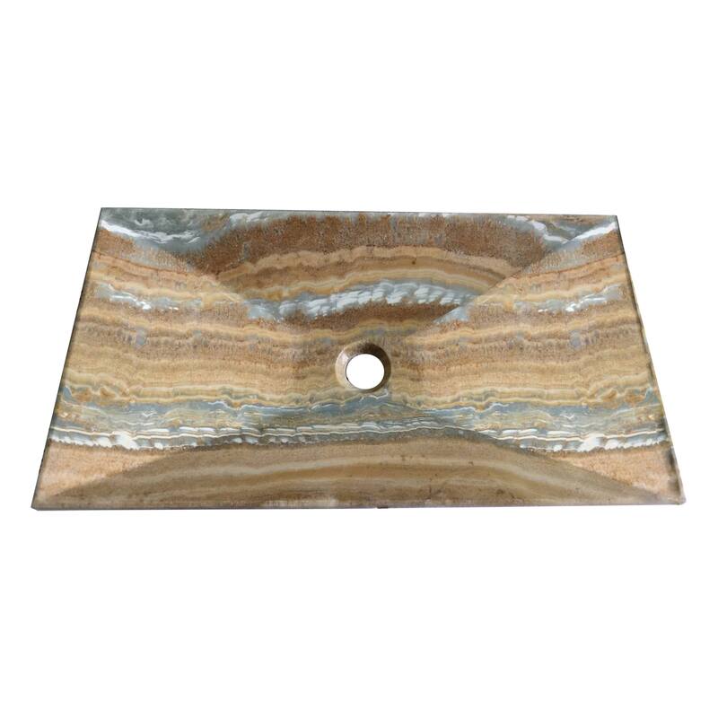 Single Bowl Zen Rectangular Blue Onyx Sink - Basin: 12" L x 23" W x 4" D