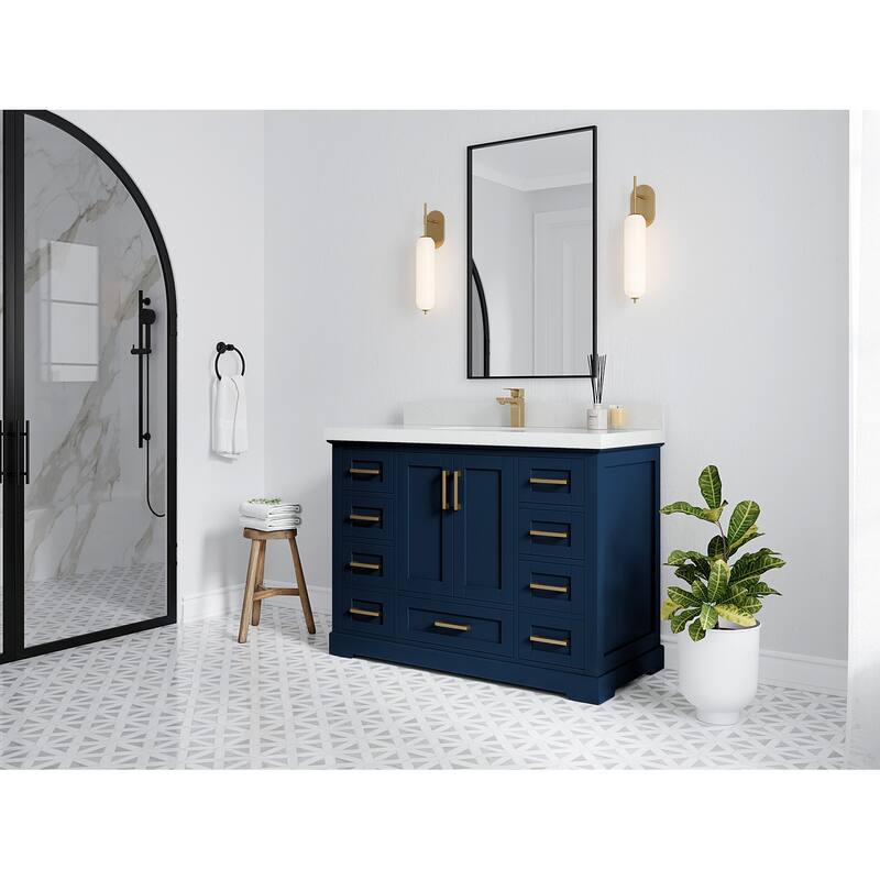 Willow Collection 48 in W x 22 in D x 36 in H Boston Single Bowl Sink Bathroom Vanity with Countertop