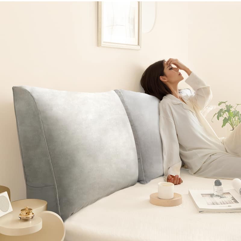 WOWMAX Headboard Wedge Reading Pillow Back Support - Grey