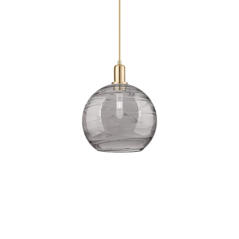 Innovations Lighting 716-1P-15-12 Athens Deco Swirl Pendant Athens - Champagne Bronze / Light Smoke Deco Swirl