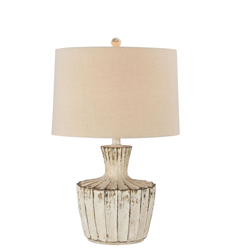 Jada 26" Table Lamp with Linen Shade, Distressed Cottage White