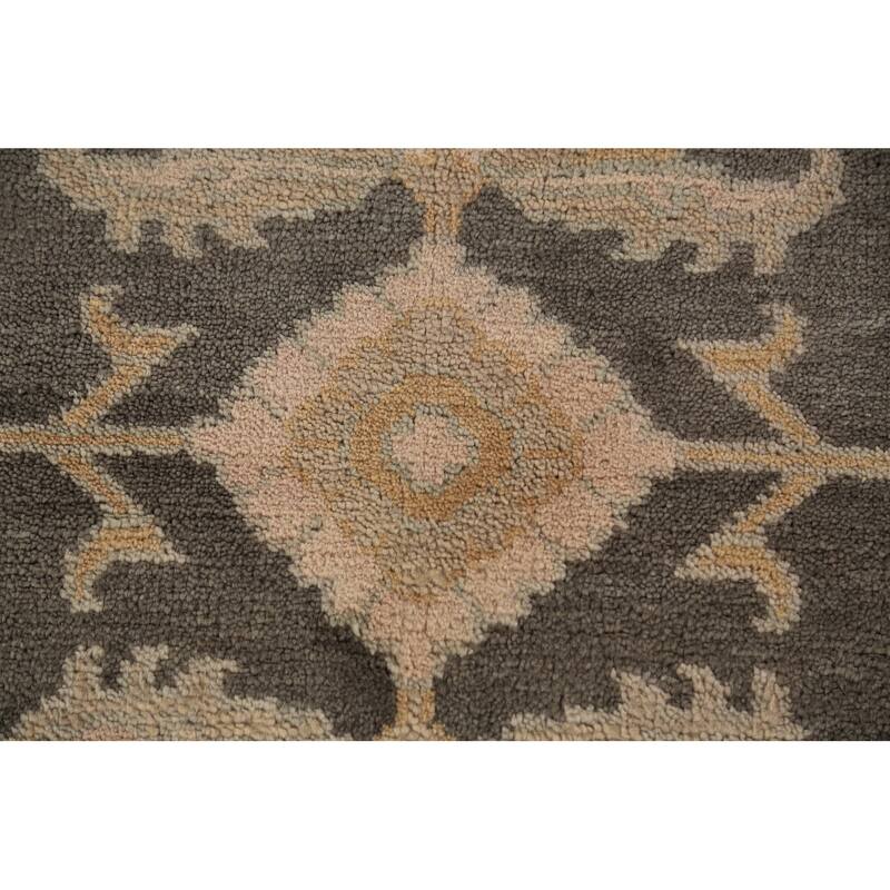Grey Floral Oushak Indian Area Rug Handmade Wool Carpet - 8'1"x 10'0"