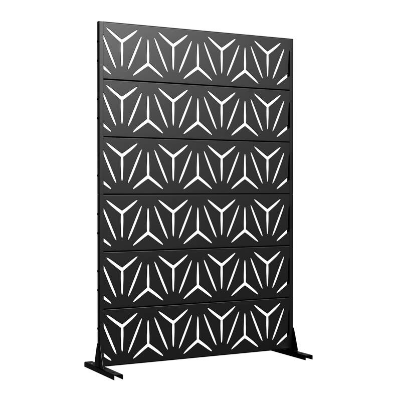 72" H×47"W Dovelina Black Outdoor Freestanding Metal Privacy Screen Decorative Garden Fence