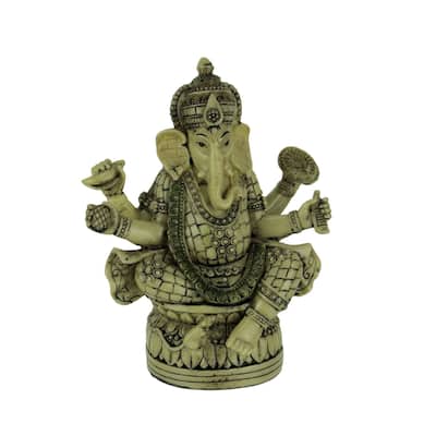 Zeckos Lord Ganesha Sitting On Lotus Flower Hindu God Statue - 7 X 5.5 X 2.5 inches