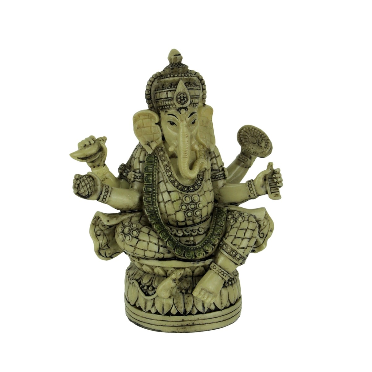 Zeckos Lord Ganesha Sitting On Lotus Flower Hindu God Statue - 7 X 5.5 X 2.5 inches