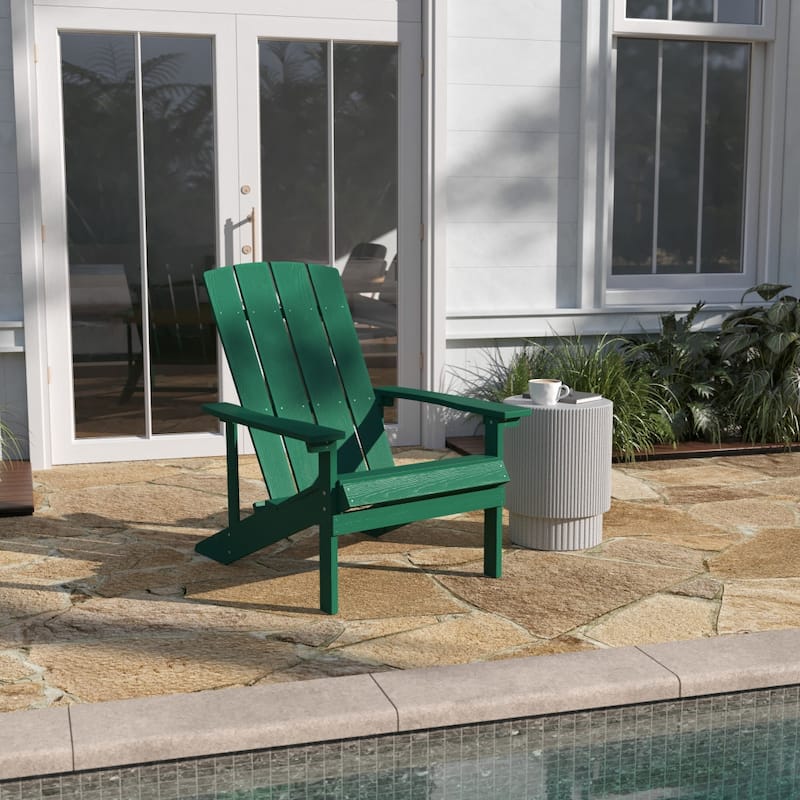 Outdoor All-Weather Poly Resin Wood Adirondack Chair - Green
