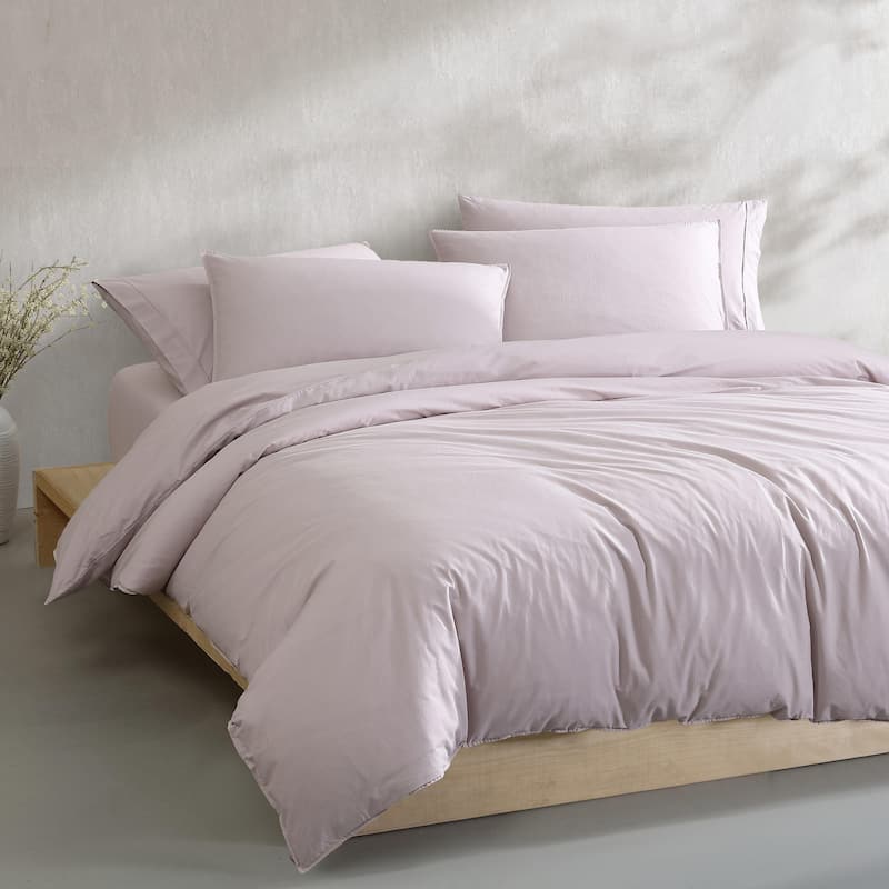 Calvin Klein Washed Percale Cotton Solid Comforter Set