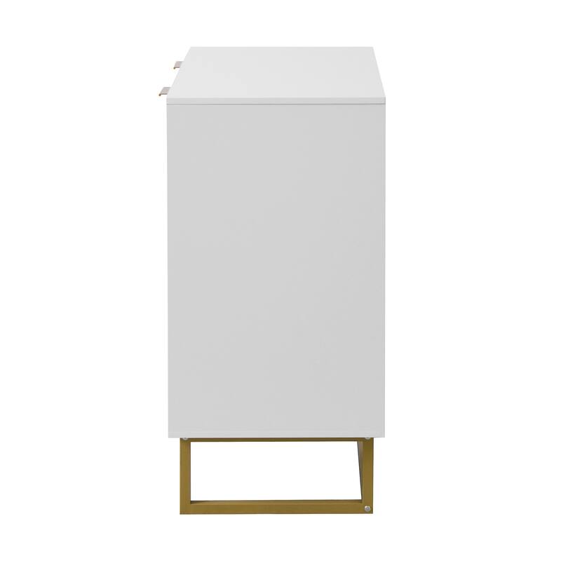 2-Door Buffet Sideboard Cabinet, White Wood Storage Cabinet with Adjustable Shelf for Living Room, Kitchen, Bedroom