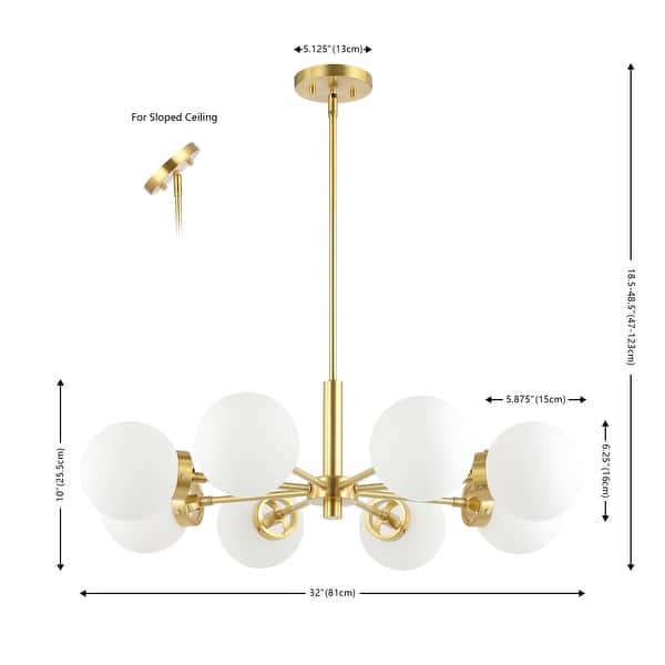 SAFAVIEH Lighting Prosie 8 Light 32" Chandelier - 32" x 32" x 19-49"- W/D/H