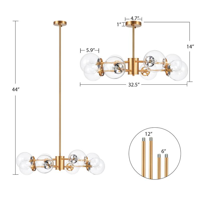 CO-Z Modern Brass 8-light Linear Sputnik Chandelier