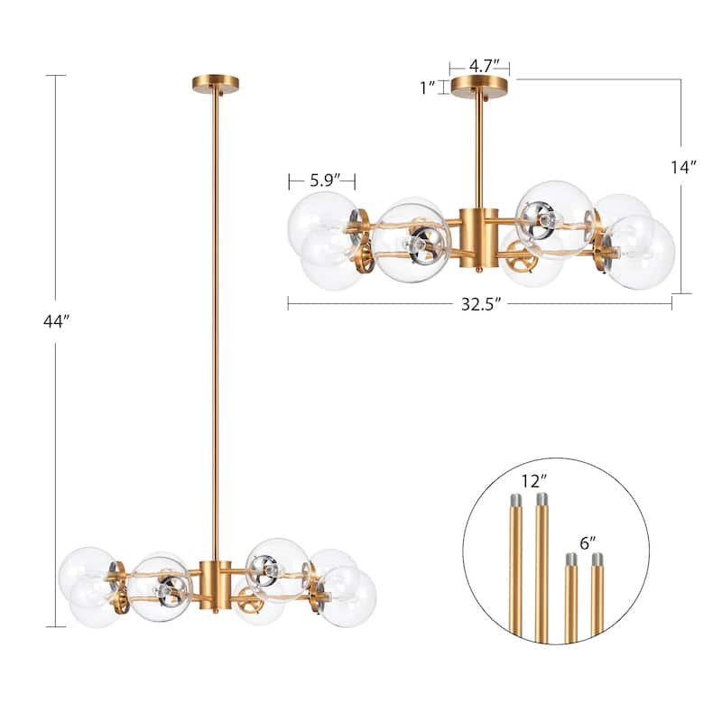 CO-Z Modern Brass 8-light Linear Sputnik Chandelier