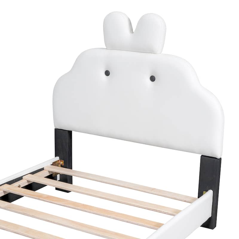 Upholstered Platform Bed with Cartoon Headboard and Footboard - Bed ...
