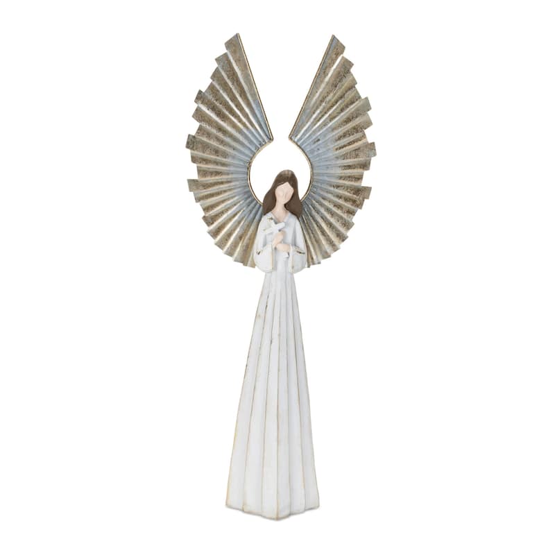 Praying Angel Tabletop Christmas Decoration - 24.75" - White and Gold