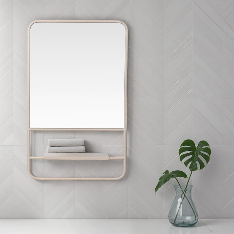 Metal Wall Mirror with 3 Shelves - 24.0"L x 15.0"W x 5.13"H