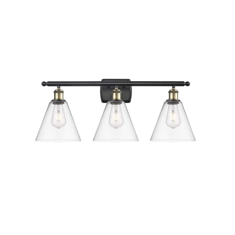 Innovations Lighting 516-3W-11-28 Berkshire Vanity Berkshire 3 Light - Black Antique Brass / Clear