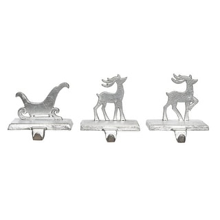 Transpac Metal 5.12 in. Silver Christmas Reindeer/Sleigh Stocking ...