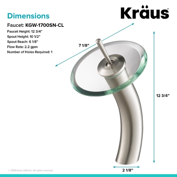 KRAUS Waterfall Vessel Bathroom Faucet Satin Nickel