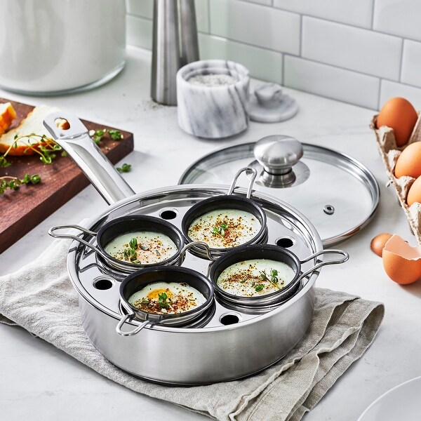 Demeyere Resto 4 Cups エッグポーチ　フライパン　デメイエレ Demeyere Resto 4-cup Stainless Steel Egg Poacher Set - 1.5-qt