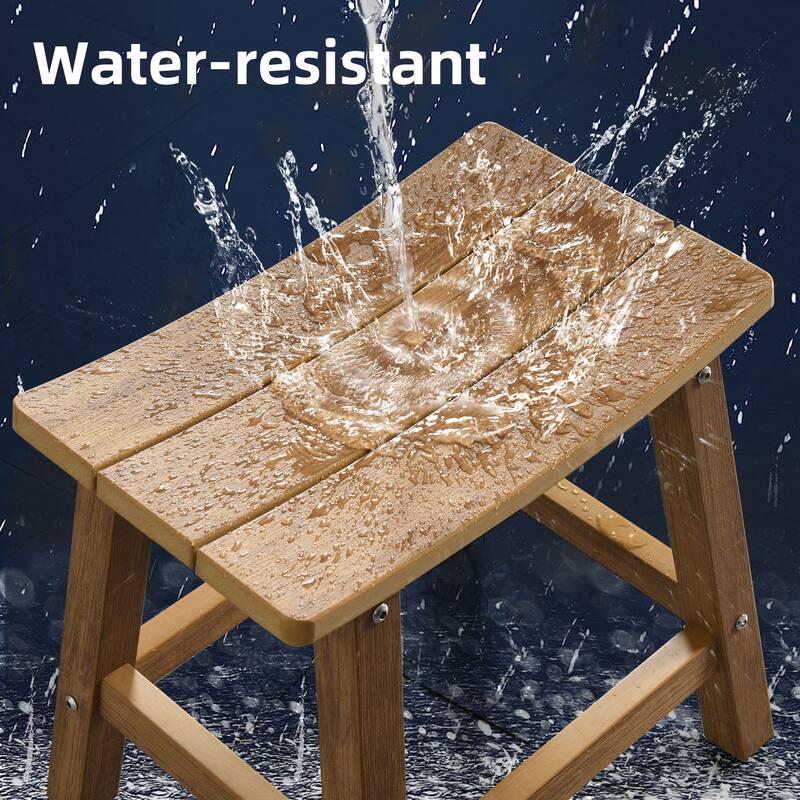 Moasis Natural Teak Plastic Wood Shower Shaving Footrest Stool